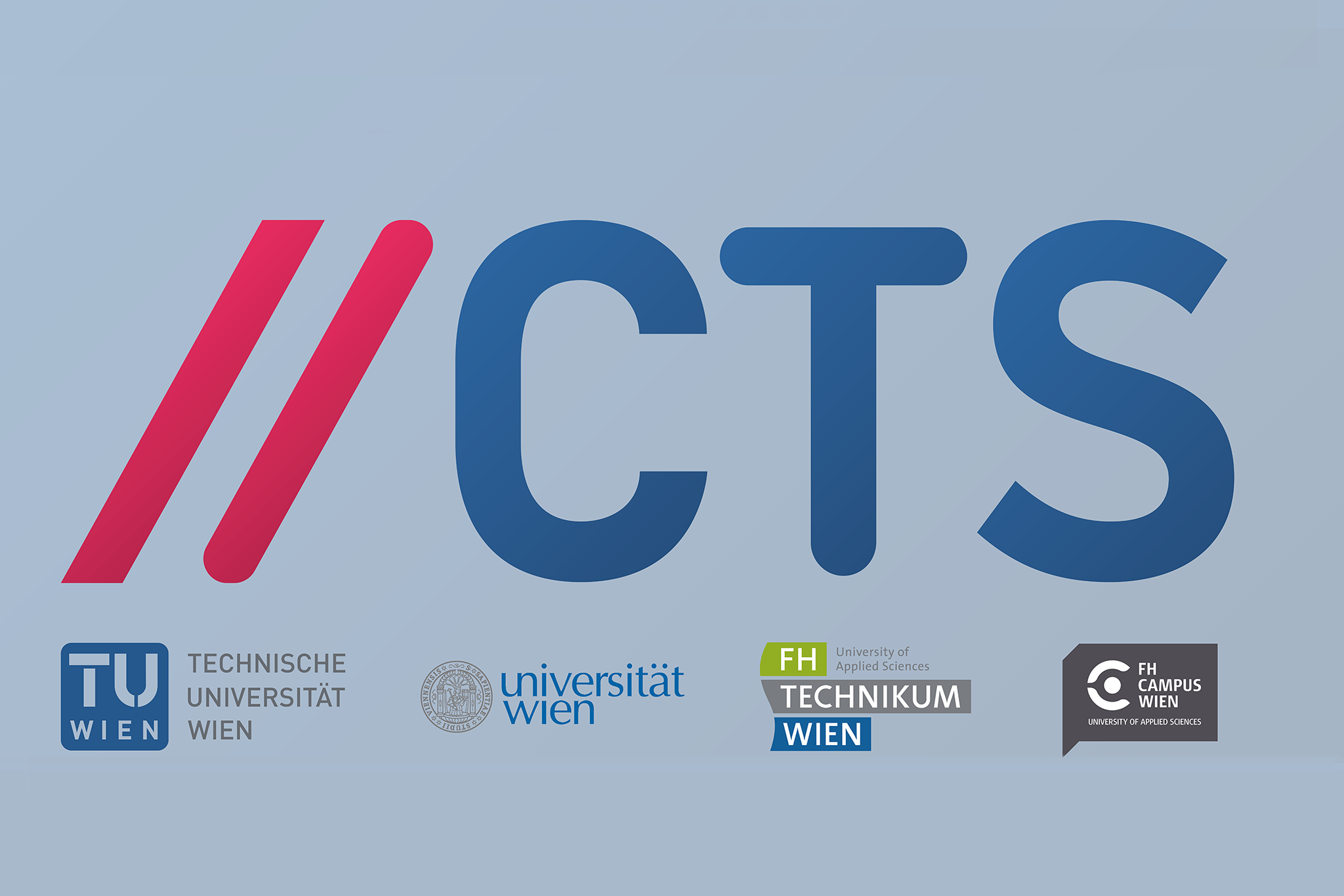 Logo CTS groß, darunter die Logos von TU Wien, Universität Wien, FH Technikum Wien und FH Campus Wien