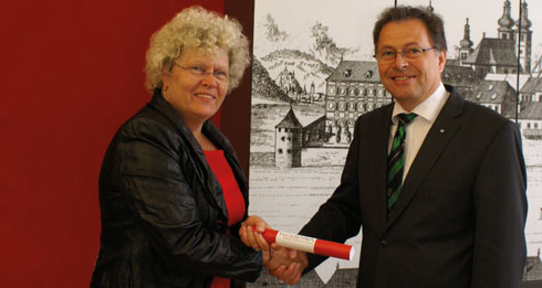 Staffelübergabe: Rektorin Sabine Seidler (TU Wien), Rektor Wilfried Eichlseder (Montanuniversität Leoben)